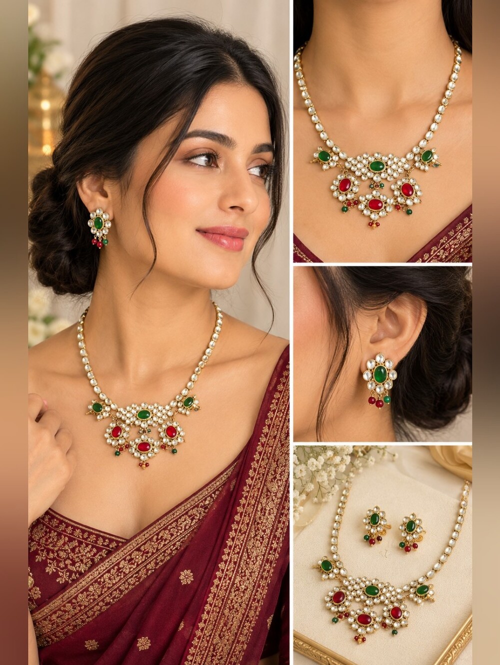 Traditional Kundan Necklace and Earring Set